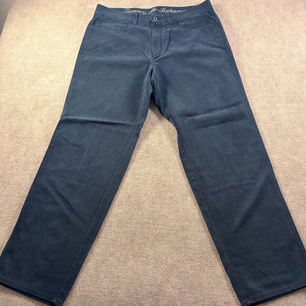 Tommy Bahama Pants Mens 38 Black Tencel Cotton Straight Leg Chino Casual Stretch